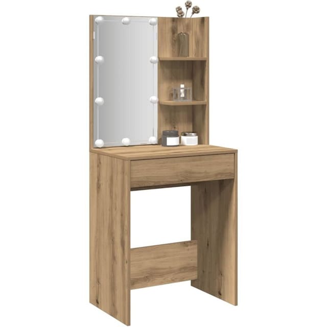 Vidaxl - Schminktisch mit LED-Leuchten Artisan-Eiche 60x40x140 cm