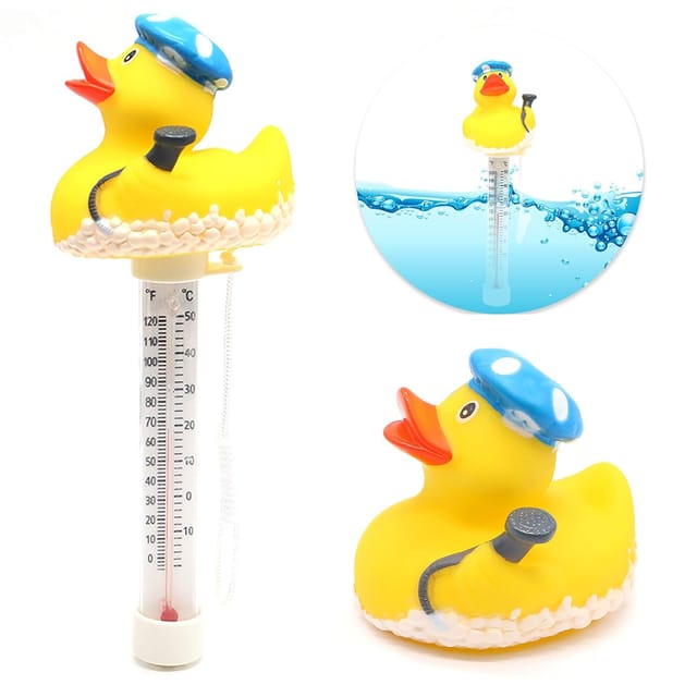 Qiedie - Großes, einfaches Ablesen der Wassertemperatur mit Schnur, schwimmendes Poolthermometer für Außen- und Innenpools und Spas (Ente)