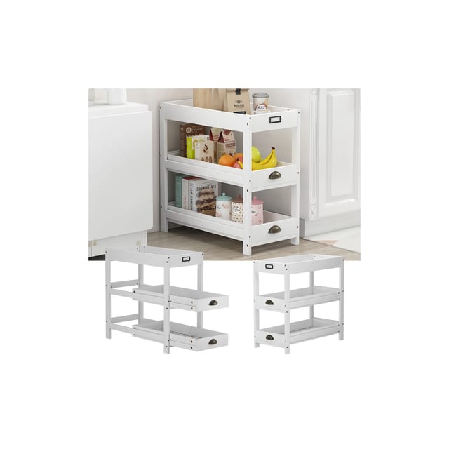 Vicco - Aufbewahrungsregal Legum, Weiß, 33 x 66 cm mit 3 Ablagen