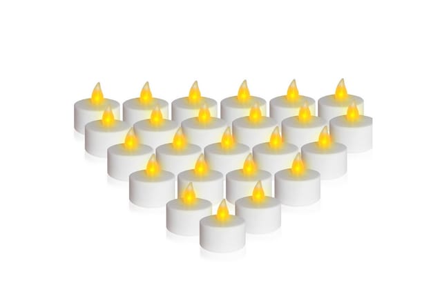 Led Teelichter warm weiß mit Fackereffekt und Timer - 24er Set - Künstliche mit flackernder Flamme Kerze Batterie betrieben - Deko Licht für