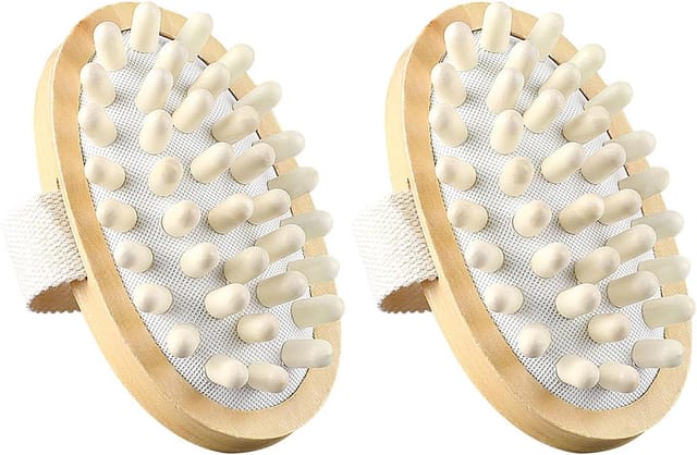 Set mit 2 Anti-Cellulite-Massagebürsten aus Naturholz, Lymphdrainage-Werkzeug für den Körper