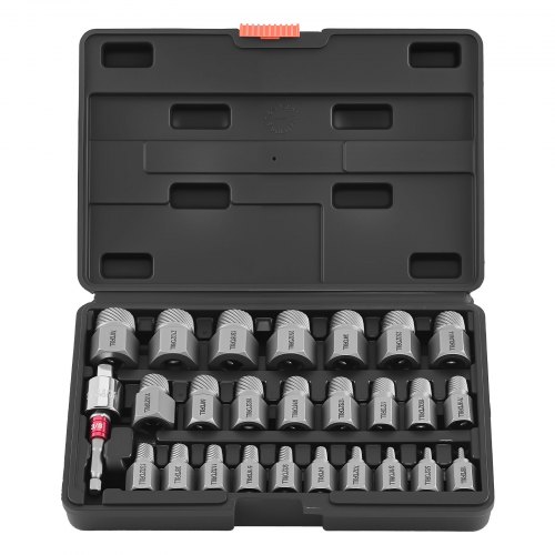 Bolzenausdreherset 27-tlg. Schraubenausdreherset (sechskant-mehrzahn) Mit Adaptern & Stabilem Aufbewahrungskoffer (schwarz), Schraubenlöser Aus Cr-mo-stahl Zum Entfernen Von Bolzen & Schrauben