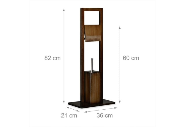 Wc Garnitur, Klobürste, Klopapierhalter, Toilettenbürste, Toilettenpapierhalter, Bambus, hbt 82x36x21cm, braun - Relaxdays