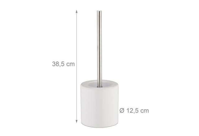 Relaxdays - wc Garnitur Keramik, runder Klobürsten-Halter, wechselbarer Bürstenkopf, Bad-Set, HxD 38,5 x 12,5 cm, weiß