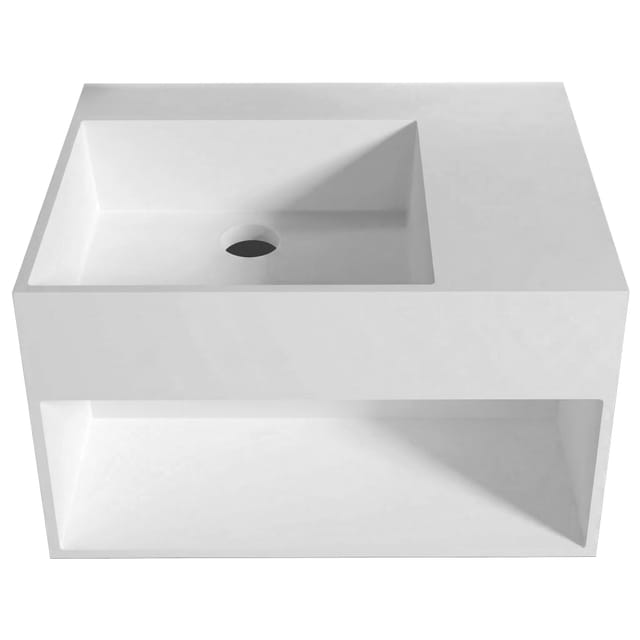 Wandwaschbecken Bernstein PB2158 Mineralguss 60x46x35cm Weiß matt mit Ablagefach