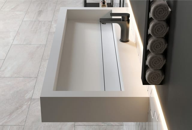 Aufsatzwaschbecken Bernstein PB2079 Mineralguss 120x46x13cm Weiß matt