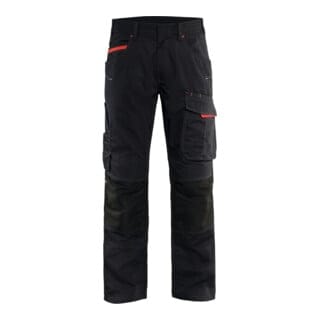 Blaklader - Blakläder Service Bundhose Service Plus, schwarz / rot, Konfektionsgröße 60 Grammatur 250
