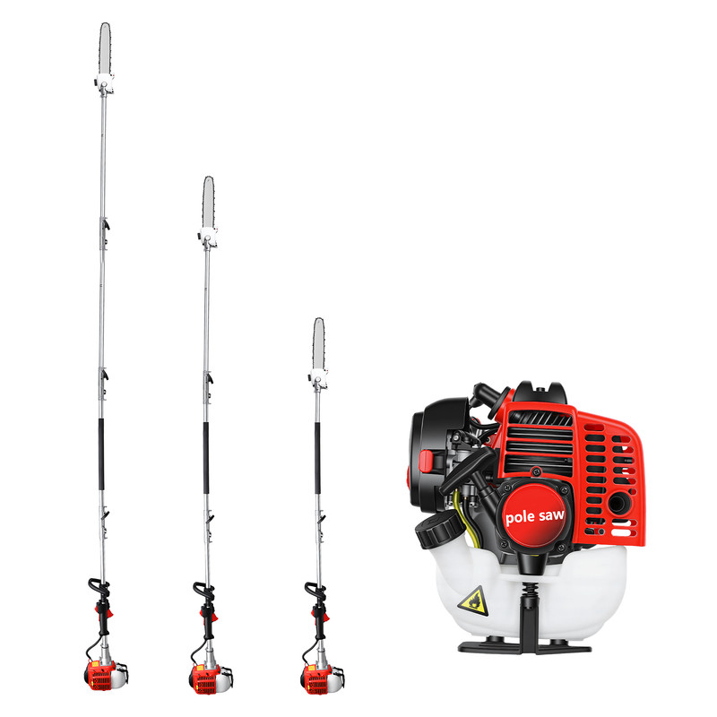 Flasidu Benzin-astsäge, 26 Cm3, 3 Meter Teleskopausleger, 7500 U/min, 650 Watt, Fliehkraftkupplung, 360 × 21 × 26 Cm, Rot