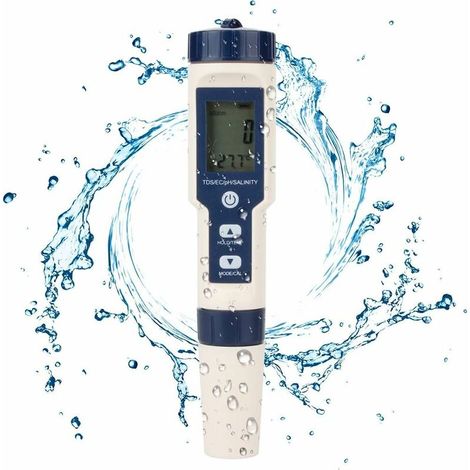 5-in-1 Multifunktions-wassertester, Digitales Messgerät Für Tds/ec/salzgehalt/ph-wert/temperatur Für Trinkwasser, Schwimmbadwasser, Aquarium, Fischbecken Und Hydrokultur