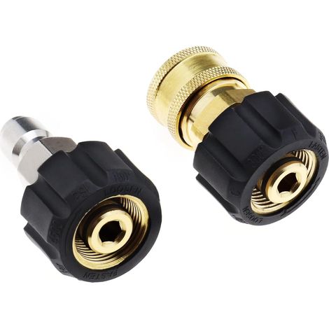 2 Schlauchadapter Für Hochdruckreiniger, Innengewinde Auf 3/8"-außengewinde-schnellkupplung Und 3/8"-innengewinde-schnellkupplung Auf M22 14 Mm Innengewinde