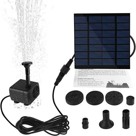 1,2-w-solar-teichpumpe, Springbrunnenpumpe Mit 4 Verschiedenen Düsen, Solar-wasserpumpe Für Springbrunnen