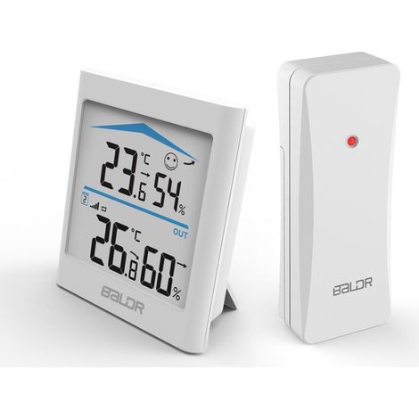 Digitales Thermometer Und Hygrometer Für Innen- Und Außentemperatur Mit Einstellbarer Hintergrundbeleuchtung Für Schlafzimmer, Büro Und Garten
