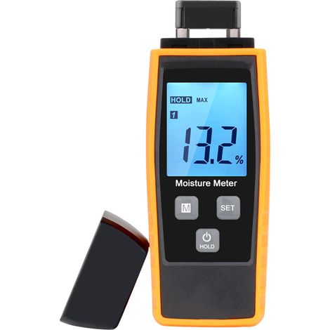 Bdd Holzfeuchtemessgerät, Hd-digital-feuchtigkeitsmesser, Lcd-bildschirm Mit Hintergrundbeleuchtetem Holzfeuchtesensor, 8 Kalibrierungssätze Zur Auswahl Und 2 Sensoranschlüsse Für Laptops (1 Stück)