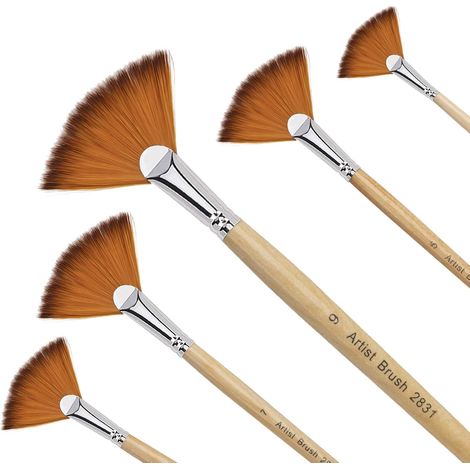 Bdd Set Mit 5 Fächerförmigen Nylon-künstlerpinseln Für Acryl-, Aquarell- Und Ölmalerei