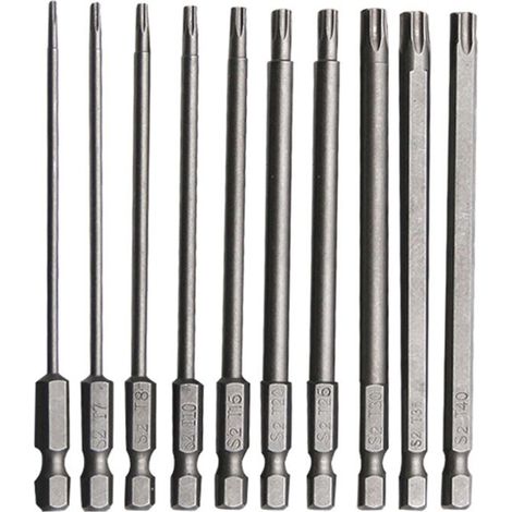 10-teiliges Langes Torx-bit-set, 100 Mm, Chrom-vanadium-legierungsstahl, Rostfreies Langes Schraubendreher-bit-set Für Elektrische Bohrmaschinen, Schraubendreher Und Wartungswerkzeuge