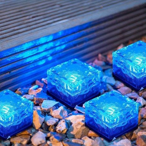 Led-solar-eiswürfelleuchten, Solar-ziegelsteinleuchten, Landschaftsleuchten, Kristallziegelleuchten, Wasserdichte Außenstraßenleuchten, Garten- Und Terrassen-pooldekoration (zwei Stück)