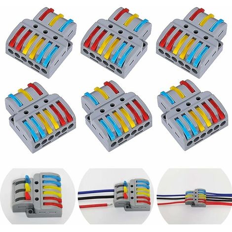 Bdd 6-teilige Klemmenleiste, Elektrische Domino-klemme, Elektrischer Verbinder, Elektrischer Block, Elektrischer Schnellverbinder, Elektrische Anschlussklemme, Elektrische Schnellverbinder Mit Hebel,