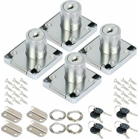 Bdd Set Mit 4 22mm Zinklegierungs-nockenschlössern Für Schränke, Schubladen Mit Passenden Schlüsseln Für Zuhause, Büro, Möbel, Briefkastentüren (22mm)