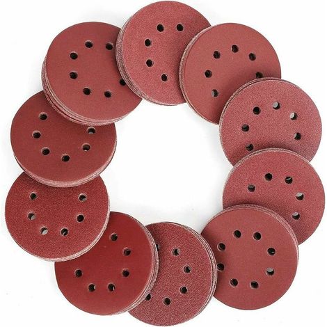 Schleifscheibe, 100 Schleifscheiben Mit Körnungen Von 40-800, 125 Mm, Schleifpapier, Wandschleifpapier, Ideal Zum Schleifen/polieren/entgraten (8 Löcher)