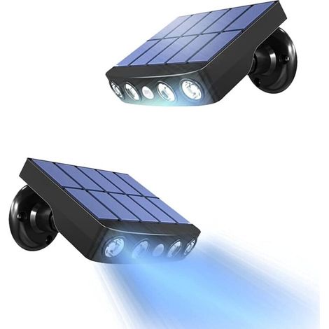 Wasserdichtes Gehäuse, Blitzschutz, Straßenbeleuchtung, Sicherheitsfunktionen, Fernbedienung, Solarbetrieb, Überwachungsleuchte, 2 Schwarze Gehäuse Und Weiße Leuchten