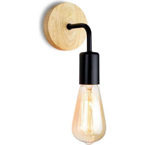 Bdd Set Mit 2 Wandleuchten Für Den Innenbereich, Industrielle Holzwandleuchte, Vintage-e27-wandleuchte, Geeignet Für Wohnzimmer, Schlafzimmer (leuchtmittel Nicht Enthalten).