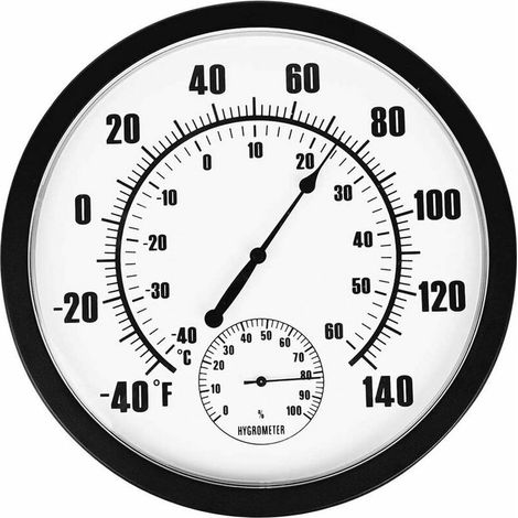 Runde Wanduhr Mit Thermometer Und Hygrometer Für Den Innen- Und Außenbereich, Geeignet Für Gartenarbeit, Industrie, Labor, Fabrik Und Apotheke, Durchmesser 25 Cm