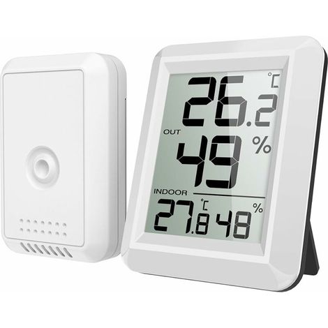 Bdd Innen- Und Außenthermometer, Intelligentes Thermometer Mit Drahtlosem Außensensor, Digitales Thermometer-hygrometer Mit Großem Lcd-display, °c/°f-umschaltung, Für Büro, Zuhause, Schlafzimmer
