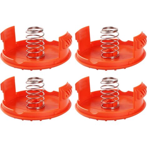 Bdd 4-teiliges Spulenabdeckungs-ersatzteilset + 4-teilige Feder, Kompatibel Mit Black + Decker Rc-100-p Trimmer.