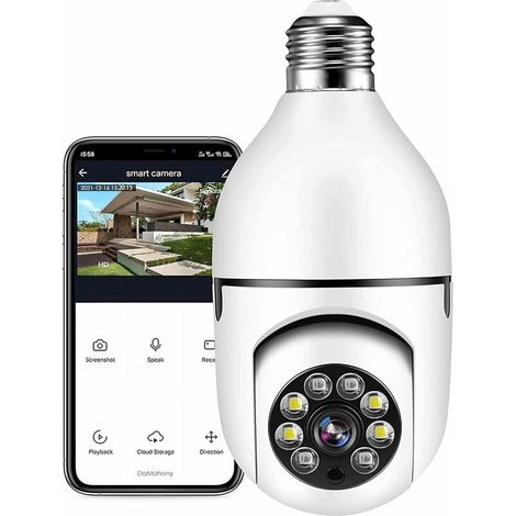 Glühbirnenkamera, 360°-wlan-außenkamera Mit Glühbirnenfunktion Und Nachtsicht, Sicherheitskamera In Glühbirnenform, Automatische Verfolgung, Zwei-wege-audio, Bewegungserkennung