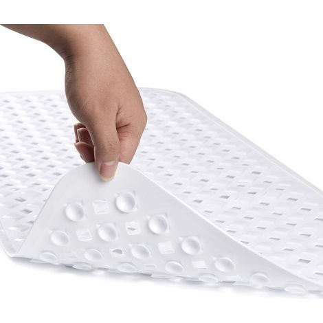 Rutschfeste Bade- Und Duschmatte, 89 X 41 Cm. Extra Lange Badematte Mit Saugnäpfen, Abflusslöchern Für Die Badewanne, Maschinenwaschbar, Bpa-, Latex- Und Phthalatfrei.
