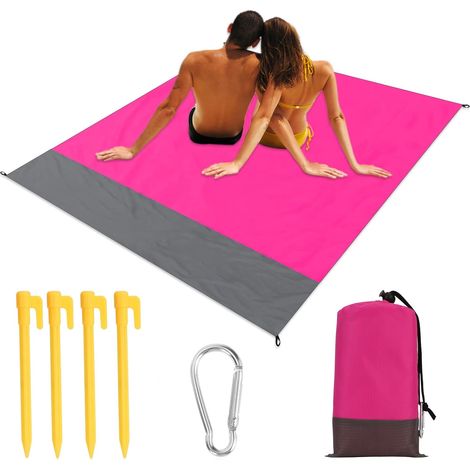 Wasserdichte Strandmatte, Sandabweisende Stranddecke 200 Cm X 210 Cm, Strandtuch Für Strand, Camping, Picknick, Park, Reisen Und Andere Outdoor-aktivitäten, Rosarot
