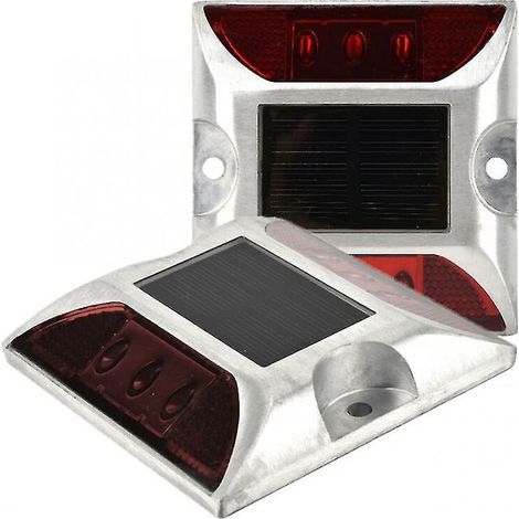 Led-solarstraßenleuchte, Verkehrsschild, Bodenmontierte Straßenmarkierungsleuchte (2 Stück, Rot)