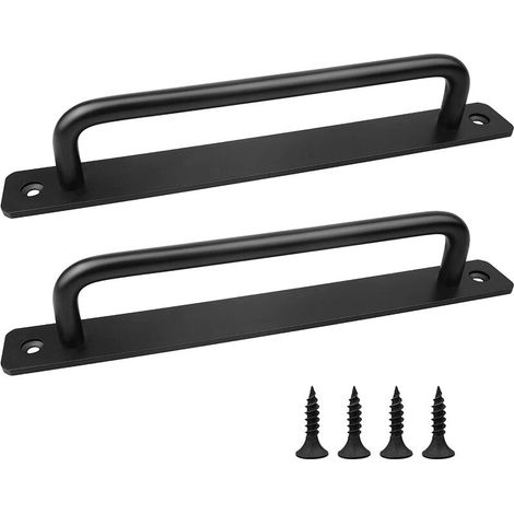 Set Mit 2 Schiebetürknöpfen Im Scheunentor-stil, Schwarze Türknöpfe Für Küchenschranktüren, Innen- Und Außentürknöpfe Inklusive Schrauben