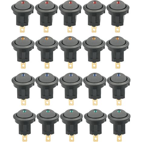 20 Stück Dc 12v 20a Rund-wippschalter Led-licht-wippschalter Steuerschalter Ein/aus Spst-schalter Für Auto Lkw Atv Utv (20 Stück)