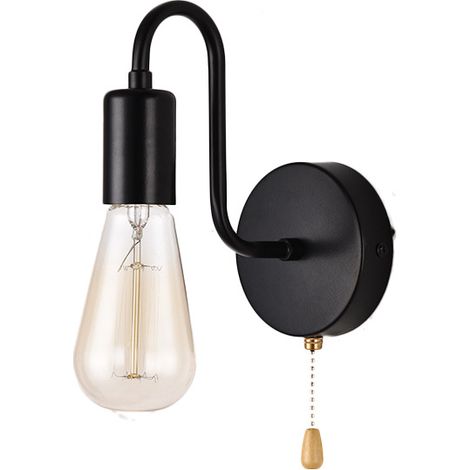 Bdd Vintage 2-teilige Wandleuchte, Industrielle Wandleuchte Für Den Innenbereich, Vintage-wandleuchte Aus Eisen Für Schlafzimmer, Flur, Bar, E27, Schwarz, Leuchtmittel Nicht Enthalten.