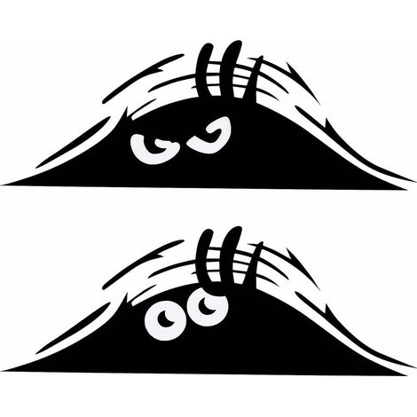 Autoaufkleber „hinterhältiges Monster“ Mit Gruseligen Augen, Autoaufkleber „hinterhältiger Elf“, Wasserfest, Lächelnde Und Wütende Autoaufkleber, Schwarze Autoaufkleber Für Autofenster Und Stoßstangen