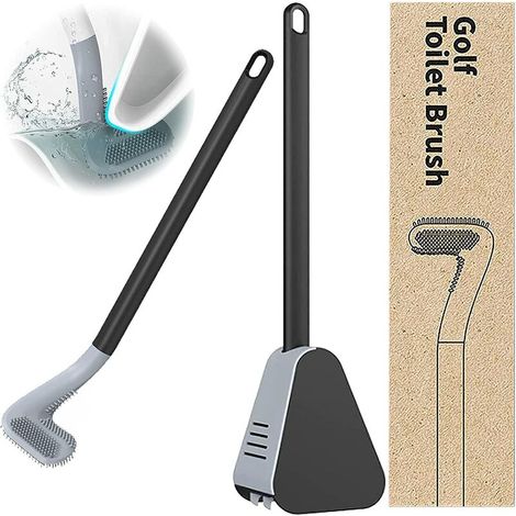 Golf-toilettenbürste Mit Langem Griff, Silikon, Wandmontage, Reinigungsset Mit Halterung (schwarz)