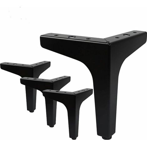 Set Mit 4 Möbelbeinen, Tragfähigkeit Bis Zu 400 Kg, Superma Moderne Metall-tischbeine In Dreiecksform, 16 Schrauben Und 4 Fußschützer, Schwarz (15 Cm)