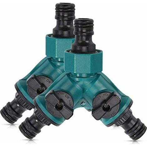 Bdd 2-wege-ventil Für Gartenschläuche, Schnellkupplung, Verteiler, 2-wege-wasserregulierventil, Absperrventil, 2-wege-gartenschlauchanschluss Für 3/4-zoll-anschlüsse, 2 Stück