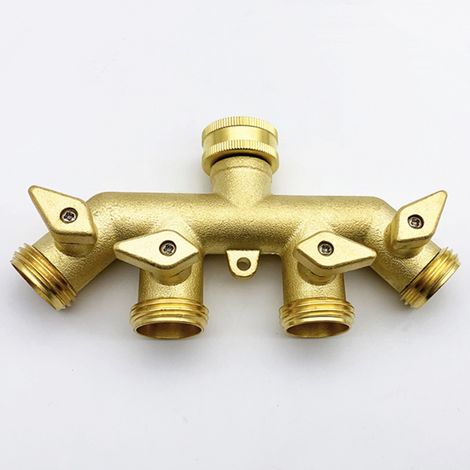 4-wege-monobloc-anschluss Aus Messing, 3/4"-gartenschlauchverteiler, Schlauchumsteller Mit Separatem Ein-/aus-ablassventil Für Haushalts-, Küchen- Und Gartenwaschmaschine