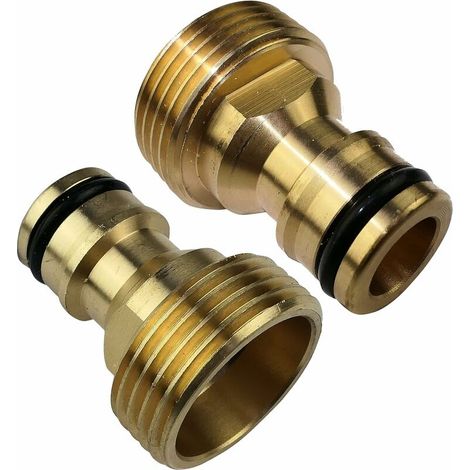 Bdd 2 Ganzmessing-adapter: 6-punkt-außengewinde, 3/4"-außengewinde, Gartenschlauchanschluss, Autowaschpistolenanschluss – Schnellkupplung – Außengewinde – Befestigungsmaterial – Zubehör