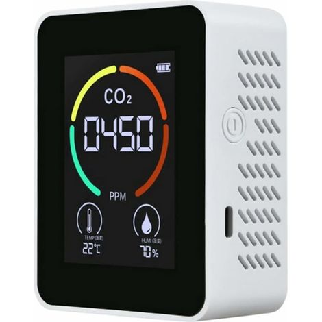 Co2-detektor Für Innenräume, Kohlendioxid-konzentrationsdetektor Mit Lcd-hintergrundbeleuchtung Und Infrarotsensor, Guazhuni Smart Air Quality Analyzer Tester (weiß)