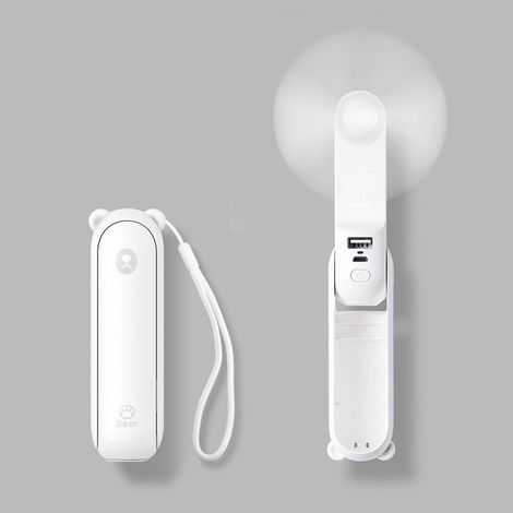 Tragbarer Ventilator Mit 4800-mah-akku, Bis Zu 46 Stunden Laufzeit, Tragbarer, Akkubetriebener Taschenventilator Oder Faltbarer, Usb-betriebener Persönlicher Ventilator – Weiß