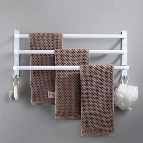 3-stufiger Handtuchhalter Aus Aluminium Zur Wandmontage (weiß, 30 Cm)