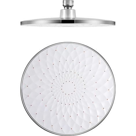 Duschkopf, 9 Zoll Runder Duschkopf, Fester Abs-regenduschkopf, Wassersparender Hochdruck-regenduschkopf, G1/2"-anschluss, Weiß