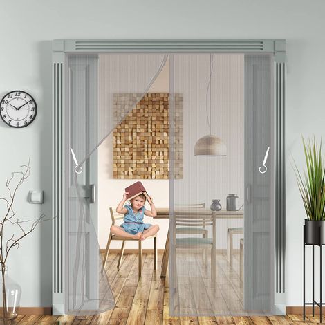 Dickes Magnetisches Tür-moskitonetz 100 X 210 Cm, Sehr Engmaschig, Mit Klebeband Und Magnetstab, Weiß