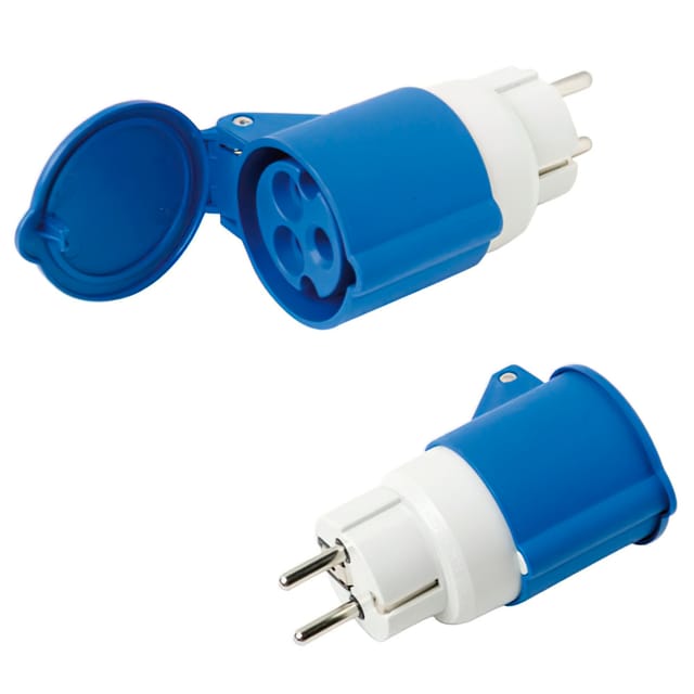 Maurer - Einfacher Industrieadapter Schuko-2P Cetac mit Abdeckung