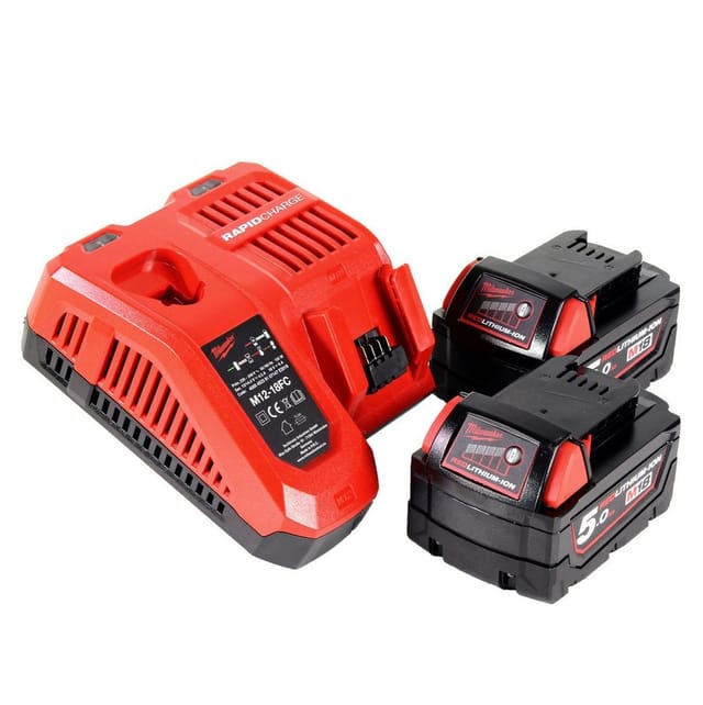M18 NRG-502 Akku Starter Set 18 v 2x M18 B5 Akku 5,0 Ah + M12-18 fc Ladegerät ( 4933459217 ) - Milwaukee