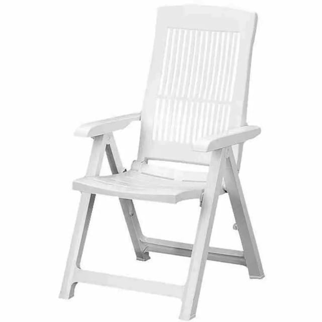 Saturnia - Faltbarer weißer Polipropylen-Sessel Tampa - Ideal für drinnen und draußen - 60P x 61L x 109H cm