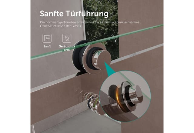 Nischentür Nischenschiebetür Duschabtrennung Teramo4-2 100x195cm ESG-Sicherheitsglas Duschtür aus Klarglas teilgerahmt 4-Punkt-Befestigung inkl.